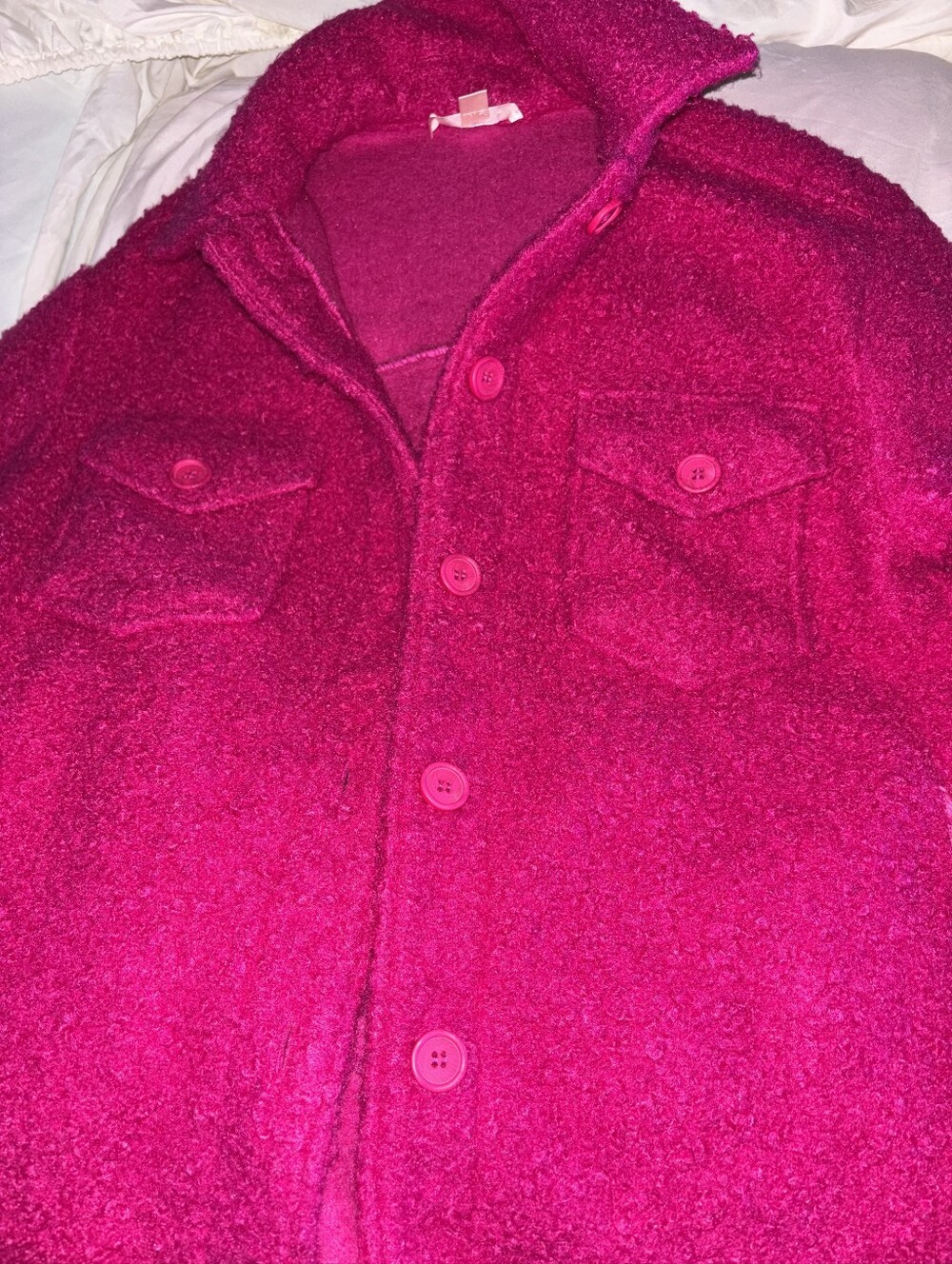 Fuchsia Button-Front Pea Coat